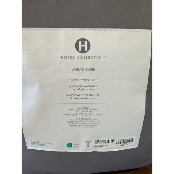 Hotel Collection Linear Ogee Full/Queen Comforter Set Gray 3pc Luxury Bedding - Picture 8 of 8